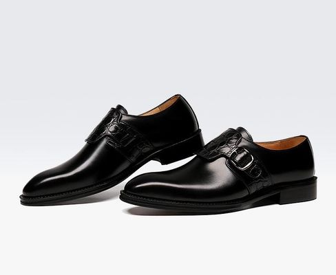 Luksusowe buty z paskami dla mężczyzn / buty z prawdziwej skóry włoskiego stylu
