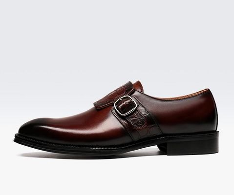 Luksusowe buty z paskami dla mężczyzn / buty z prawdziwej skóry włoskiego stylu