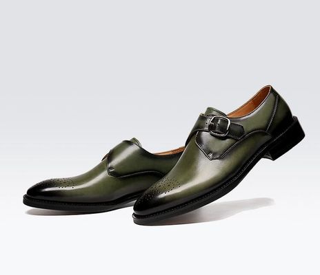Oksfordzka Skóra Mężczyzna Spinaczka Buty zielone / Czarne Buty Dżentelmena