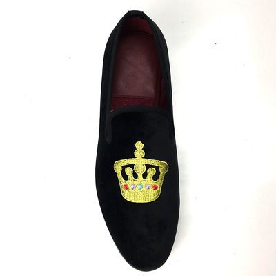 Luksusowe czarne męskie aksamitne loafers okrągłe palce oddychające na imprezę / wieczór