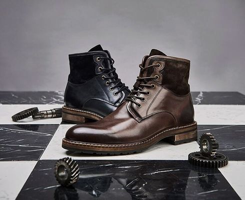 Wygodne męskie skórzane sukienki buty miękka kawa i niebieskie buty vintage