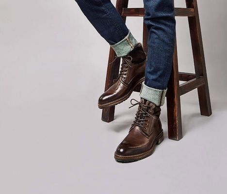 Wygodne męskie skórzane sukienki buty miękka kawa i niebieskie buty vintage