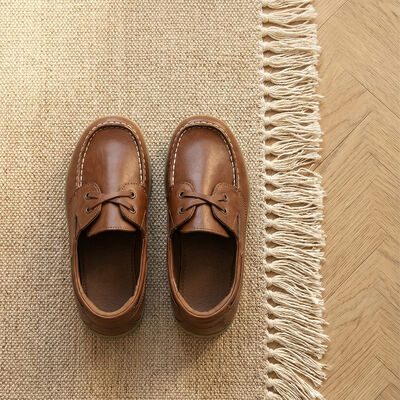 Kids Shoes Classic Leather Casual Boat Shoes and Tassel Loafers Moc Toe and Tassel Loafer Styles with Rubber Sole