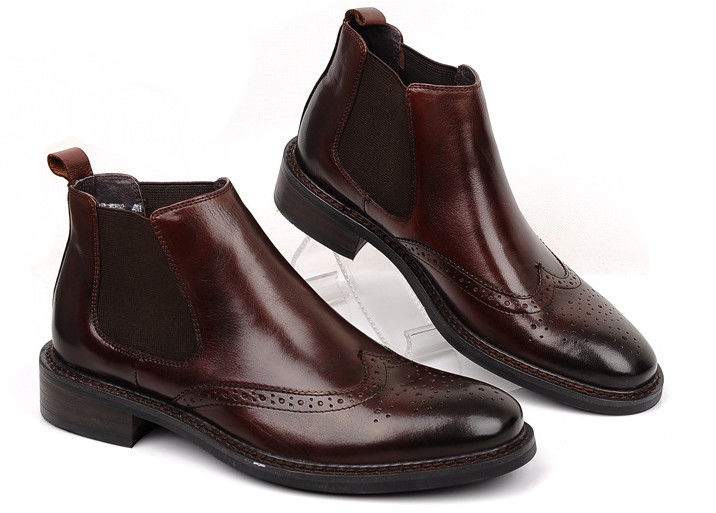 Brogue Style męskie buty kostkowe Slip On Full Grain Skóra rozmiar dostosowany