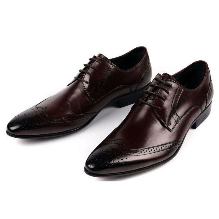 Mężczyźni Buty ze skóry pełnoziarnistego stylowy design brogue Mężczyźni ostre buty formalne