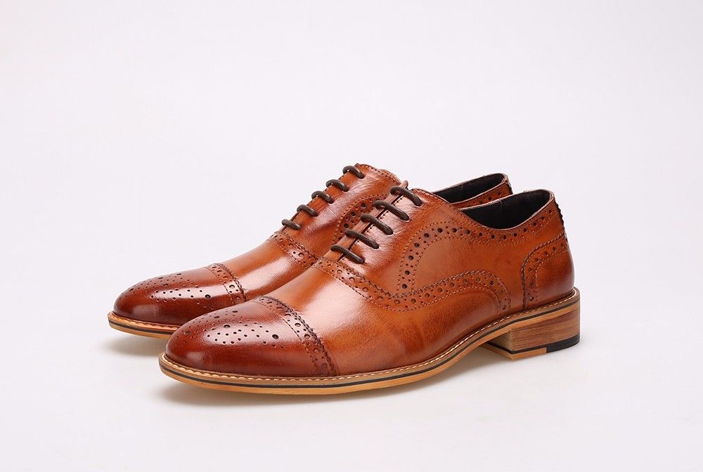 W stylu brytyjskim ręcznie wykonane obuwie męskie prawdziwa skóra Oxford Brogues obuwie formalne