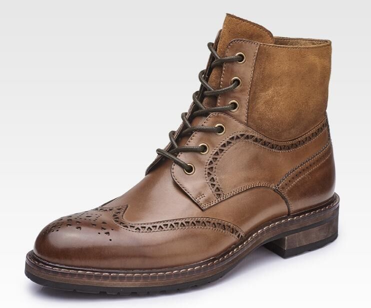 Wąskie buty męskie, brązowe, skórzane, buty Chelsea, skórzane, sznurówki, buty do kostki, na imprezę.