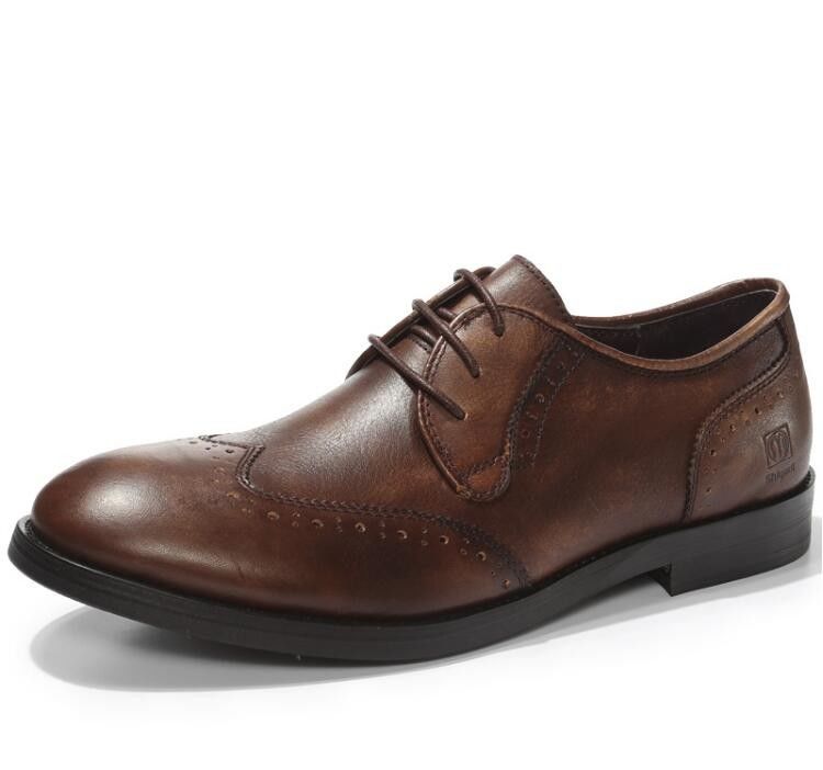 Odzież męska z skóry pełnego ziarna, sznurówka, buty Oxford.