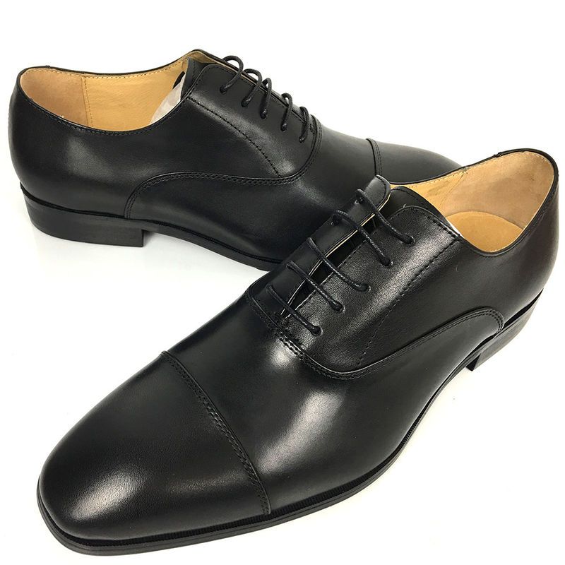 Czarne męskie buty skórzane / męskie buty biznesowe / zwykłe buty sznurówkowe typu zamknięcia